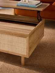 MADE.COM Oak Effect Pavia Rattan Coffee Table to Desk - Image 3 of 3