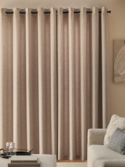 Natural Soft Weave Linen Blend Eyelet Lined Curtains - Image 3 of 6