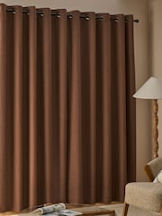 Rust Brown Soft Weave Linen Blend Eyelet Lined Curtains - Image 2 of 6