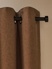 Rust Brown Soft Weave Linen Blend Eyelet Lined Curtains - Image 3 of 6