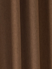 Rust Brown Soft Weave Linen Blend Eyelet Lined Curtains - Image 4 of 6