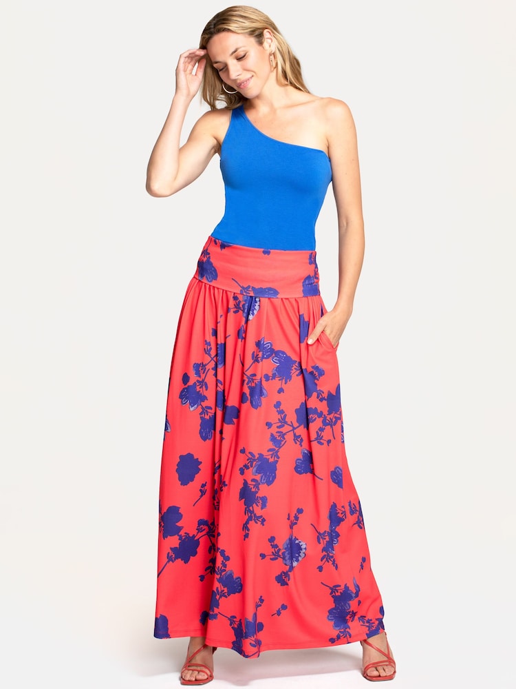 Hot Squash Red Roll Top Maxi Skirts - Image 1 of 3