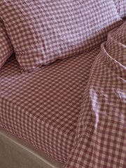 Piglet in Bed Purple 100% Linen Fitted Sheet - Image 1 of 5