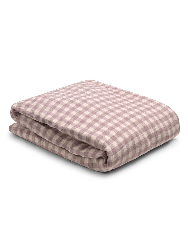 Piglet in Bed Purple 100% Linen Fitted Sheet - Image 5 of 5