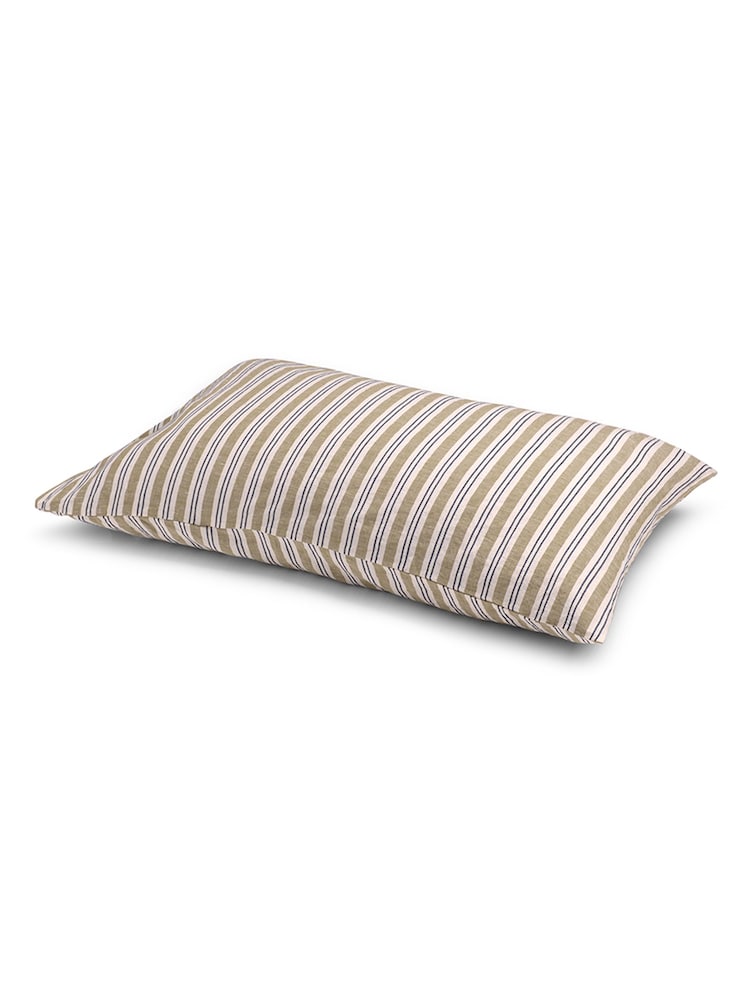 Piglet in Bed Set of 2 Green Sommerley Stripe Linen Pillowcases - Image 2 of 2