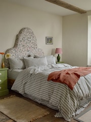 Piglet in Bed Green Sommerley Stripe Linen Duvet Cover - Image 1 of 3