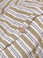 Piglet in Bed Green Sommerley Stripe Linen Duvet Cover - Image 2 of 3