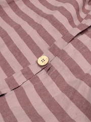 Piglet in Bed Plum Wine Purple Amberley Stripe Linen/Cotton Blend Duvet Cover - Image 2 of 3