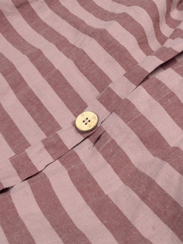Piglet in Bed Plum Wine Purple Amberley Stripe Linen/Cotton Blend Duvet Cover - Image 2 of 3