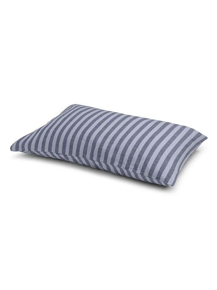 Piglet in Bed Blue Amberley Stripe Linen/Cotton Blend Pillowcases - Image 2 of 2