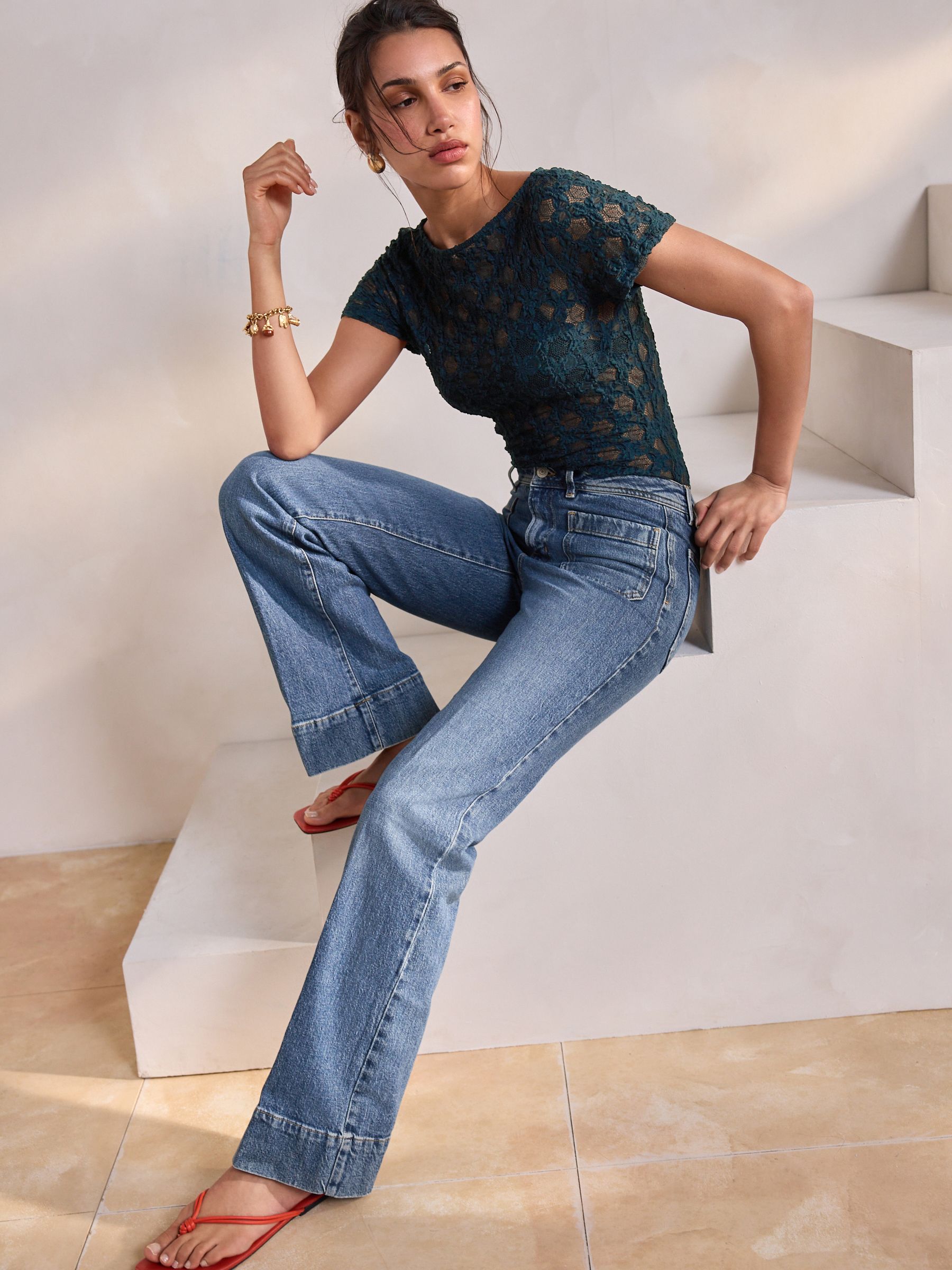 Next Blue Wide Leg Ankle Womens Jeans main image 1