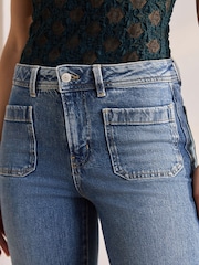 Dark Blue Patch Pocket Wide Leg Jeans - Image 5 of 10