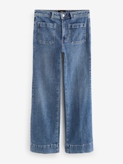 Dark Blue Patch Pocket Wide Leg Jeans - Image 7 of 10