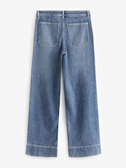 Dark Blue Patch Pocket Wide Leg Jeans - Image 8 of 10