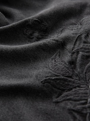 Noir - Brodé 100% Coton Ample Jeans - Image 7 of 7