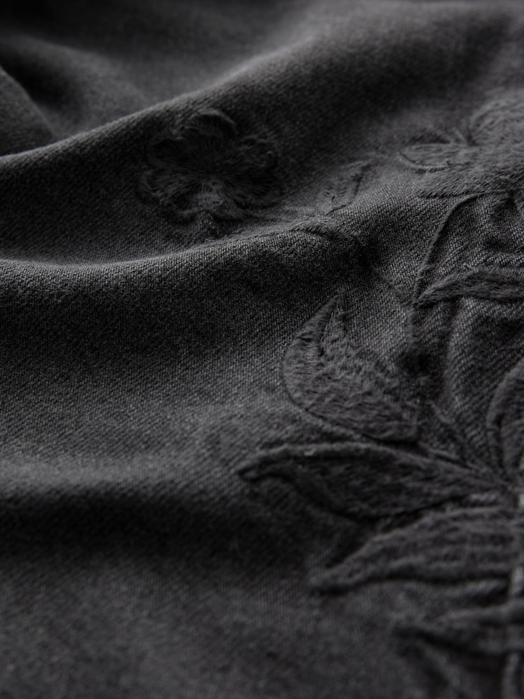 Noir - Brodé 100% Coton Ample Jeans - Image 7 of 7