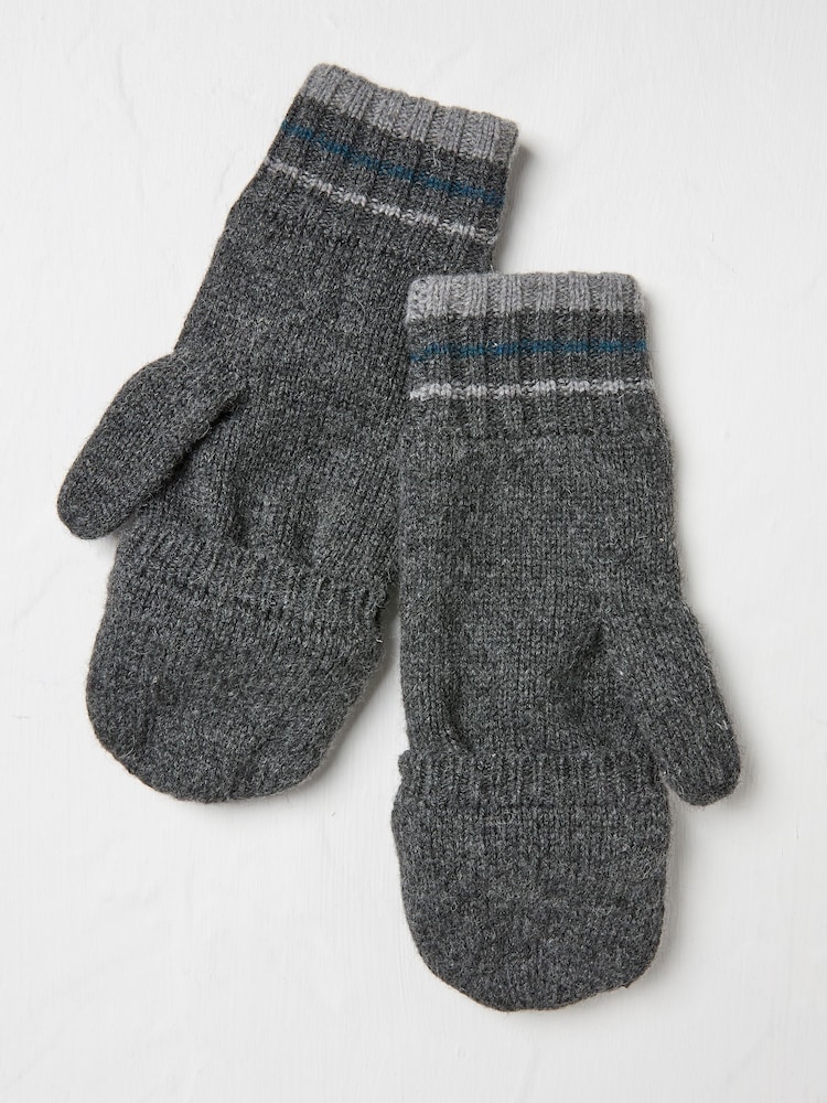 FatFace Charcoal Grey Overflap Gloves - Image 1 of 2 FatFace Charcoal Grey Overflap Gloves - Image 1 of 2