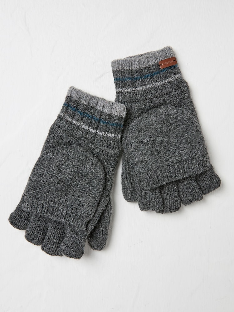 FatFace Charcoal Grey Overflap Gloves - Image 2 of 2 FatFace Charcoal Grey Overflap Gloves - Image 2 of 2