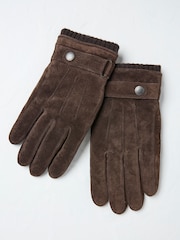 FatFace Chocolate Brown Suede Gloves - Image 1 of 2