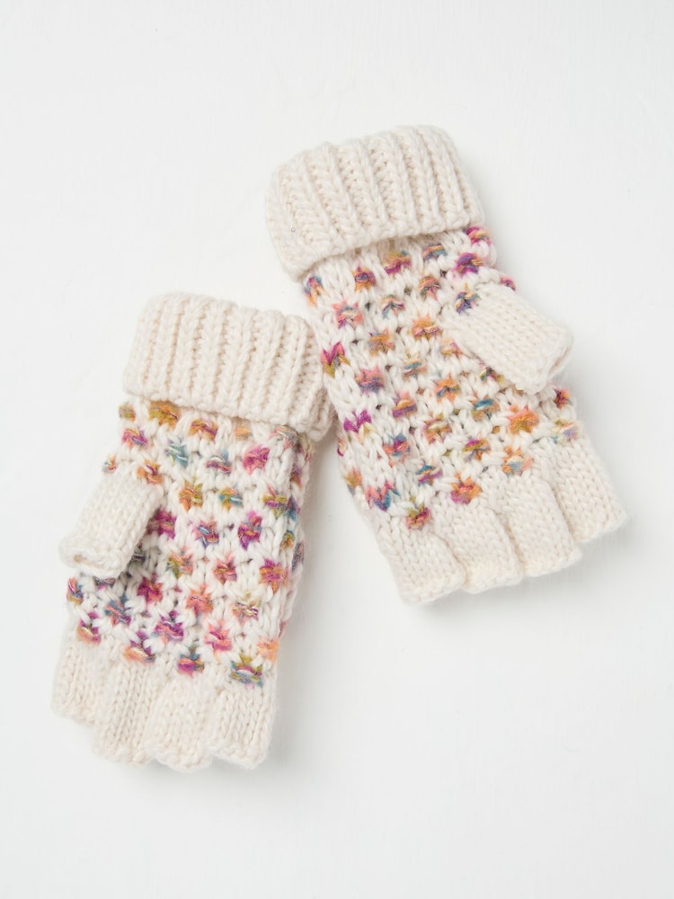 FatFace Ivory Spacedye Overflap Gloves - Image 1 of 4