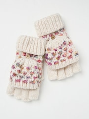 FatFace Ivory Spacedye Overflap Gloves - Image 2 of 4