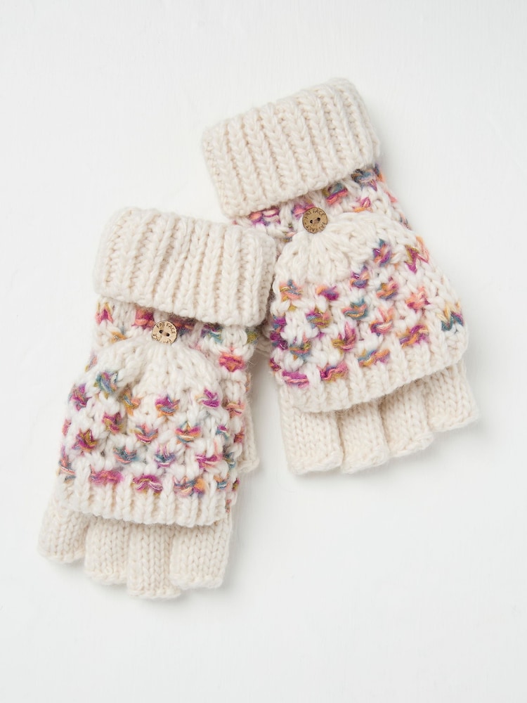 FatFace Ivory Spacedye Overflap Gloves - Image 2 of 4
