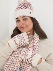FatFace Ivory Spacedye Overflap Gloves - Image 3 of 4