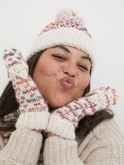 FatFace Ivory Spacedye Overflap Gloves - Image 4 of 4