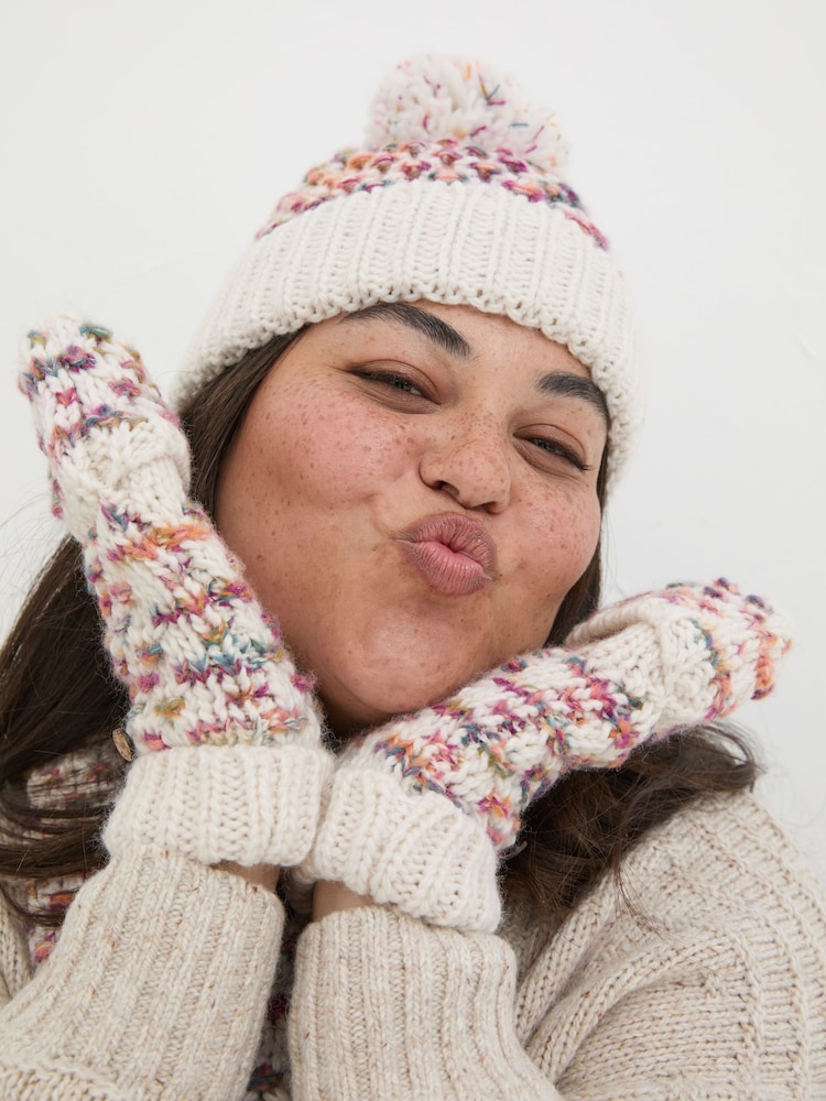 FatFace Ivory Spacedye Overflap Gloves - Image 4 of 4