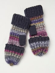 FatFace Navy Spacedye Overflap Gloves - Image 1 of 2