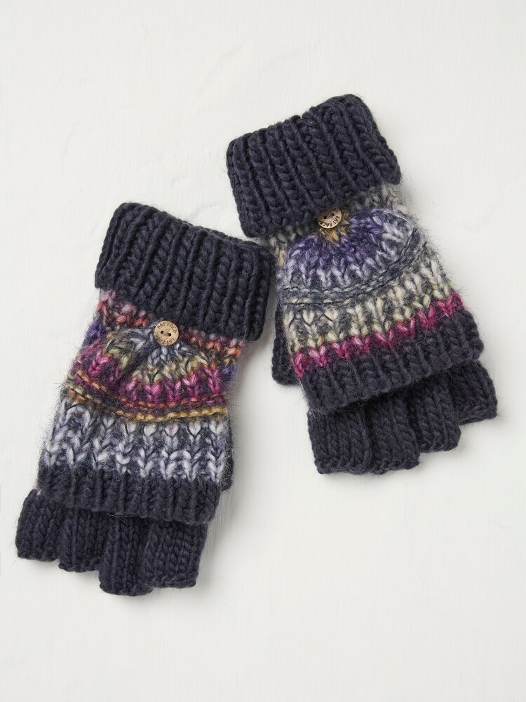 FatFace Navy Spacedye Overflap Gloves - Image 2 of 2