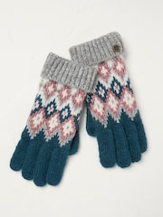 FatFace Teal Blue Frankie Gloves - Image 1 of 2