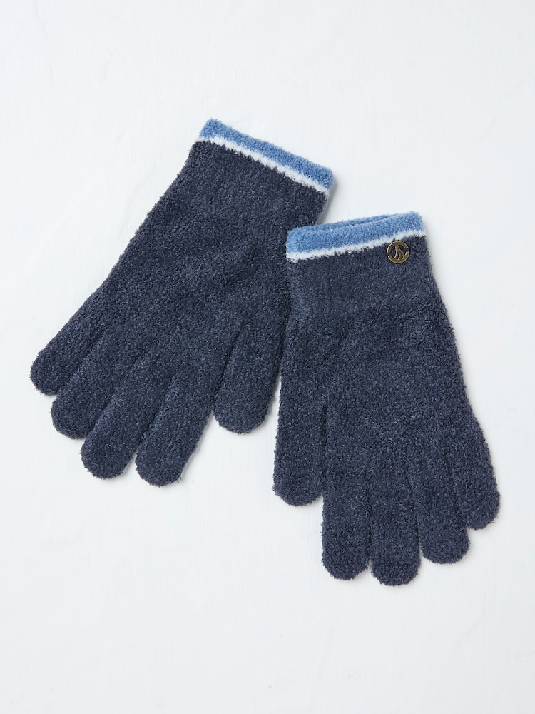 FatFace Navy Chenille Gloves - Image 1 of 2 FatFace Navy Chenille Gloves - Image 1 of 2
