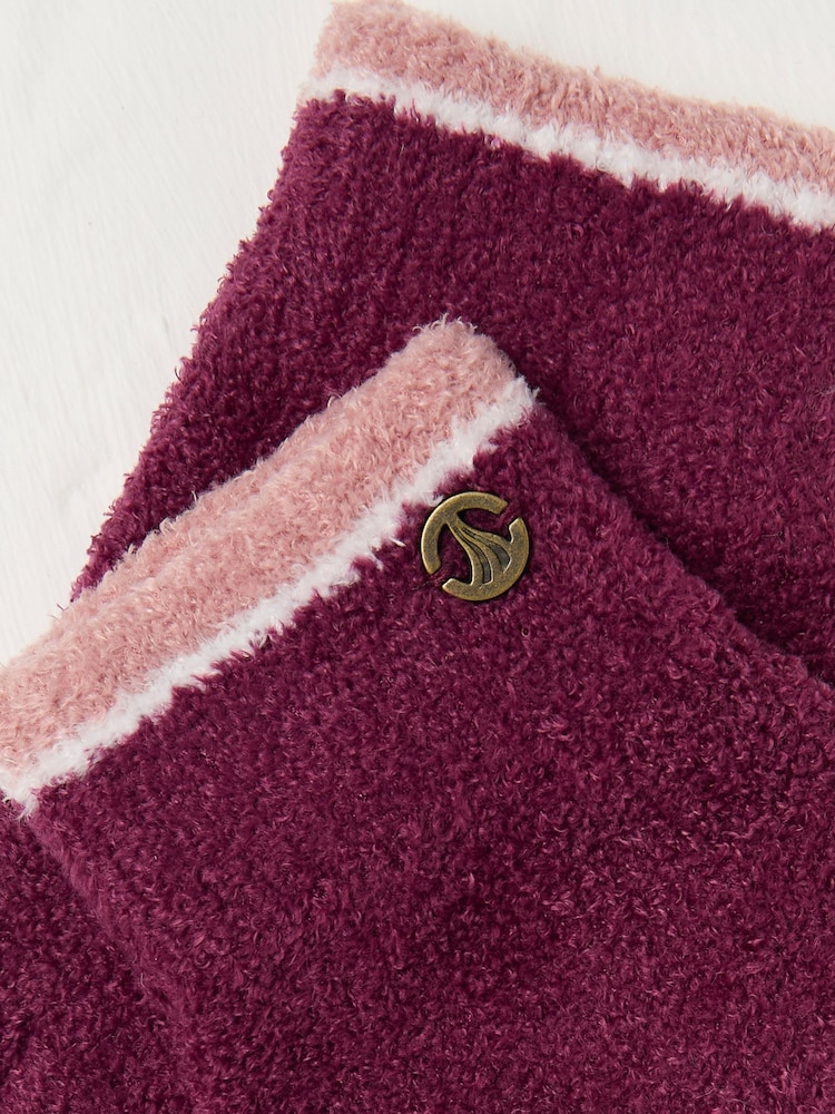 FatFace Dark Red Chenille Gloves - Image 2 of 2 FatFace Dark Red Chenille Gloves - Image 2 of 2