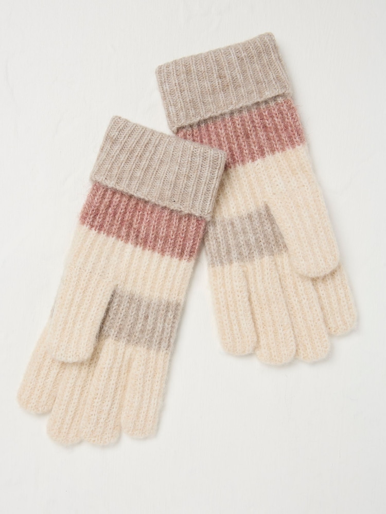 FatFace Natural Colourblock Gloves - Image 2 of 2 FatFace Natural Colourblock Gloves - Image 2 of 2