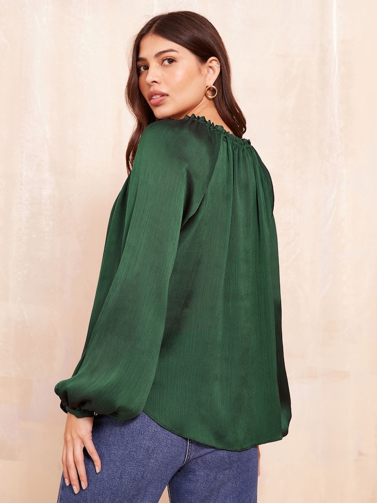 Friends Like These Green Long Sleeve Button Front Foil Shirt - Image 4 of 4 Friends Like These Green Long Sleeve Button Front Foil Shirt - Image 4 of 4