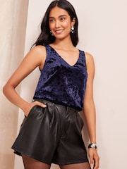Friends Like These Velvet V Neck Shell  Vest Top - Image 2 of 4