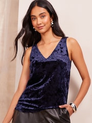 Friends Like These Velvet V Neck Shell  Vest Top - Image 3 of 4