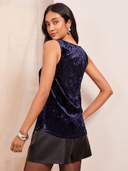 Friends Like These Velvet V Neck Shell  Vest Top - Image 4 of 4