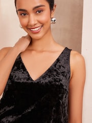 Friends Like These Black Velvet V Neck Shell Vest Top - Image 2 of 4
