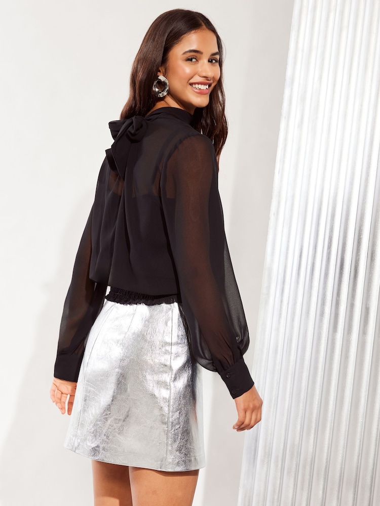 Friends Like These Shirred Belted Back Chiffon Blouse - Image 4 of 4 Friends Like These Shirred Belted Back Chiffon Blouse - Image 4 of 4