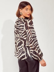 Friends Like These Black Animal Long Sleeve Button Front Foil Shirt - Image 4 of 4