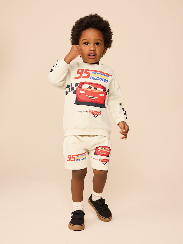 Cream/Red Cars Sweatshirt and Shorts Set (9mths-8yrs) - Image 1 of 9