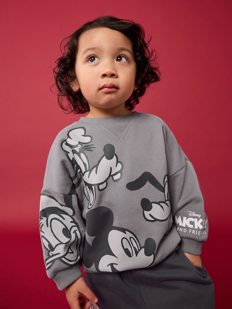 Charcoal Grey Mickey & Friends Crew Sweatshirt and Shorts Set (3mths-8yrs) - Image 2 of 9