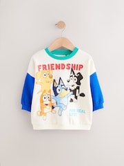 White/Blue Bluey Crew Neck 100% Cotton Sweatshirt (12mths-8yrs) - Image 1 of 1