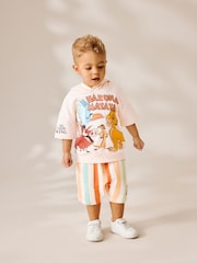 White Lion King Short Sleeve 100% Cotton Hoodie and Shorts Set (3mths-8yrs) - Image 1 of 8