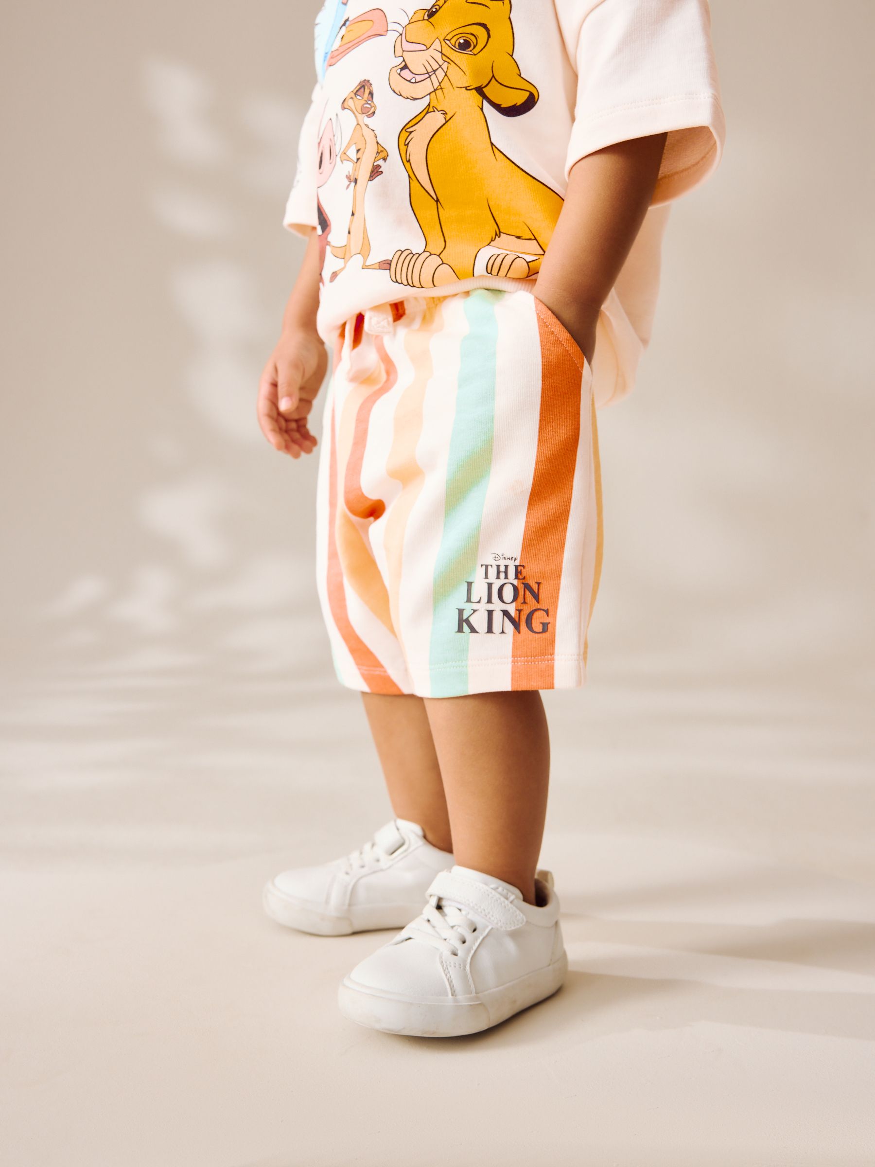 Buy White Lion King Short Sleeve 100% Cotton Hoodie and Shorts Set