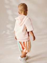White Lion King Short Sleeve 100% Cotton Hoodie and Shorts Set (3mths-8yrs) - Image 3 of 8