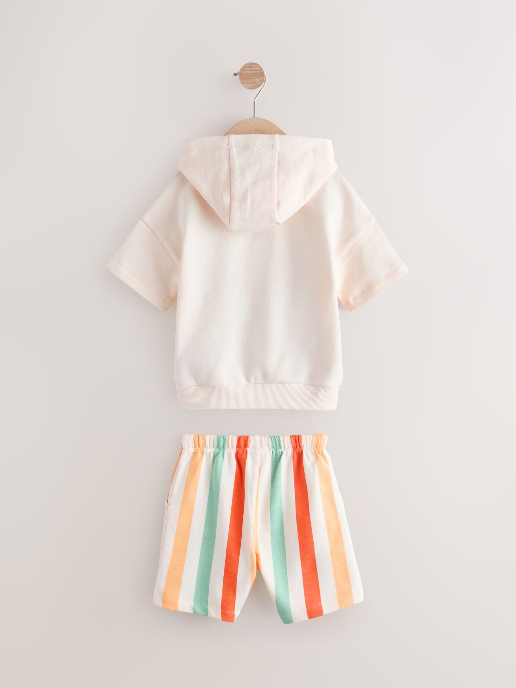 Buy White Lion King Short Sleeve 100% Cotton Hoodie and Shorts Set