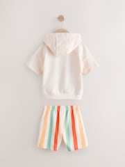 White Lion King Short Sleeve 100% Cotton Hoodie and Shorts Set (3mths-8yrs) - Image 6 of 8